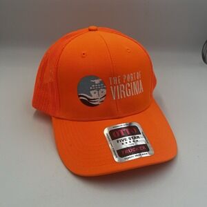 The‎ Port Of Virginia VA Otto 5 Star Trucker Hat Cap Orange SnapBack NEW